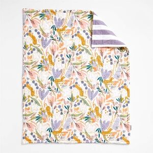 Crate & Barrel Leopard Floral Organic Cotton Baby Crib Quilt